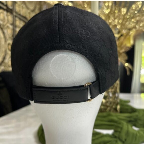 Unisex Black Monogram Baseball Cap with Adjustable Leather Strap - Picture 3 of 4